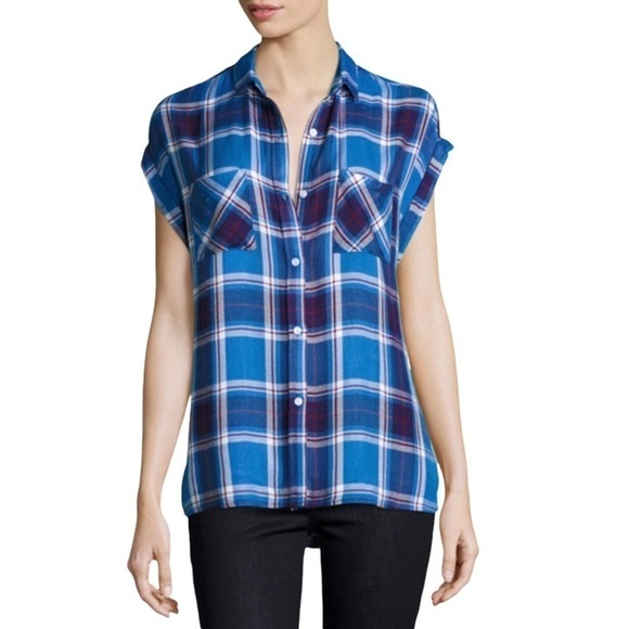 RAILS Brit Royal/Santorini Short Sleeve Plaid Shirt - Picture 1 of 6